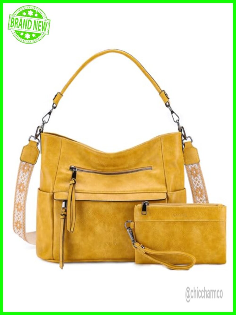 Large Hobo Shoulder Bag RFID Wallet Set Crossbody Tote Purse